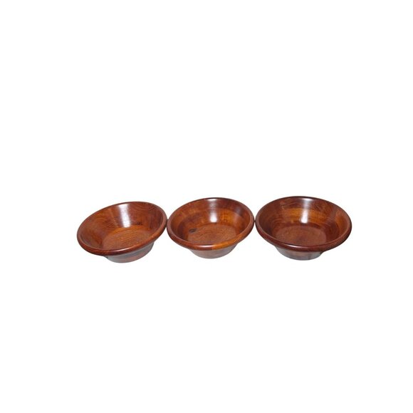Vintage Wood Salad Serving Bowls Set Of 3 Multifunctional Can Be Used As Decor - Picture 1 of 8